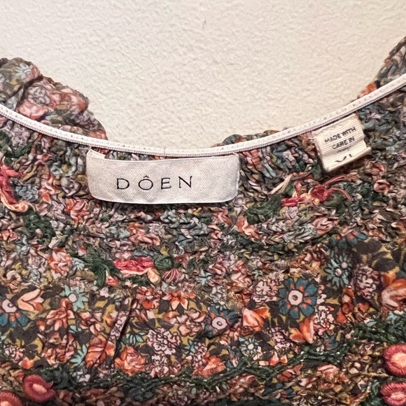 DOEN Elba Top in Yellow Laurel Canyon Rose Floral Print XL - Picture 3 of 12